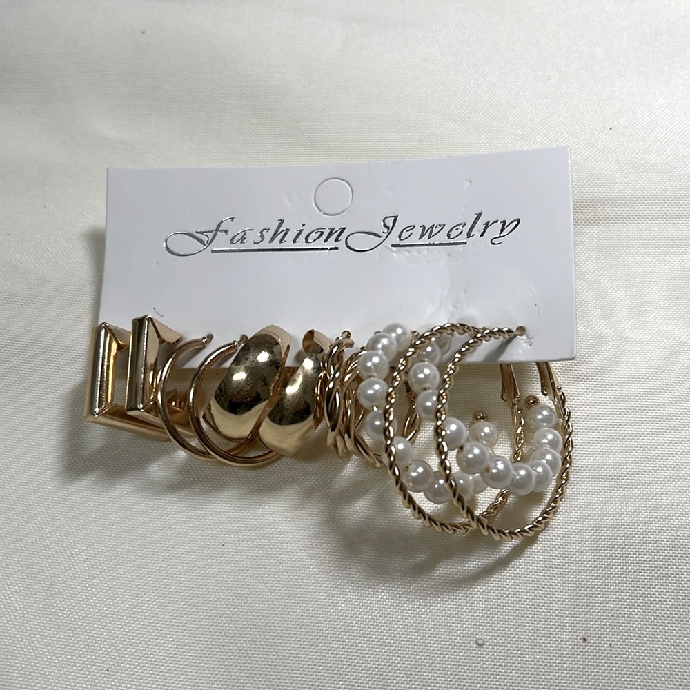 Golden sterling 6 pairs earrings for women and girls #373